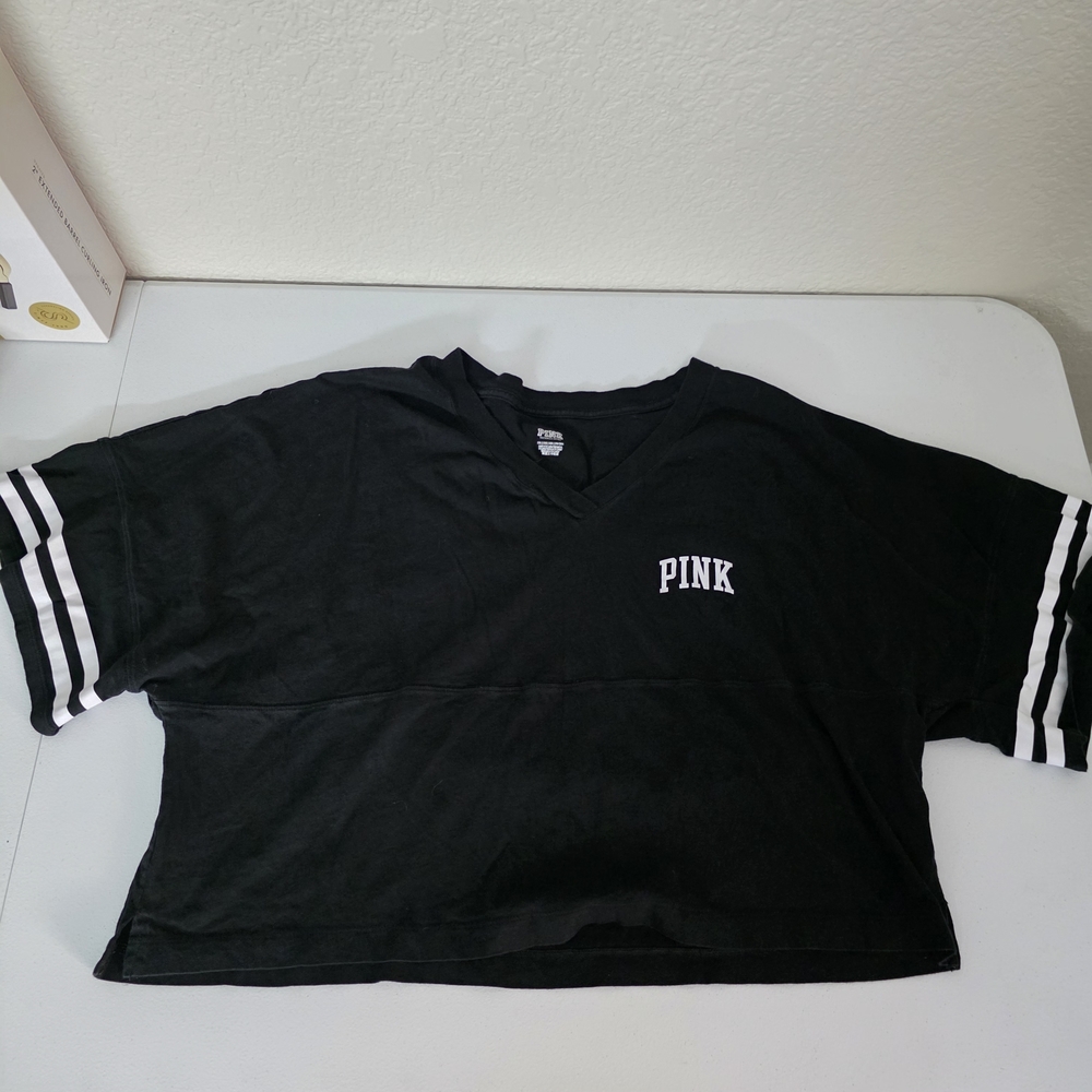 PINK Victoria's Secret Black Crop Top Casual Style